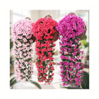 Artificial Silk Violet Hanging Plant – Faux Floral Decor for Home Garden