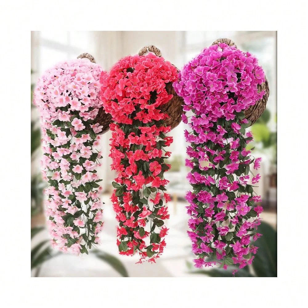 Artificial Silk Violet Hanging Plant – Faux Floral Decor for Home Garden