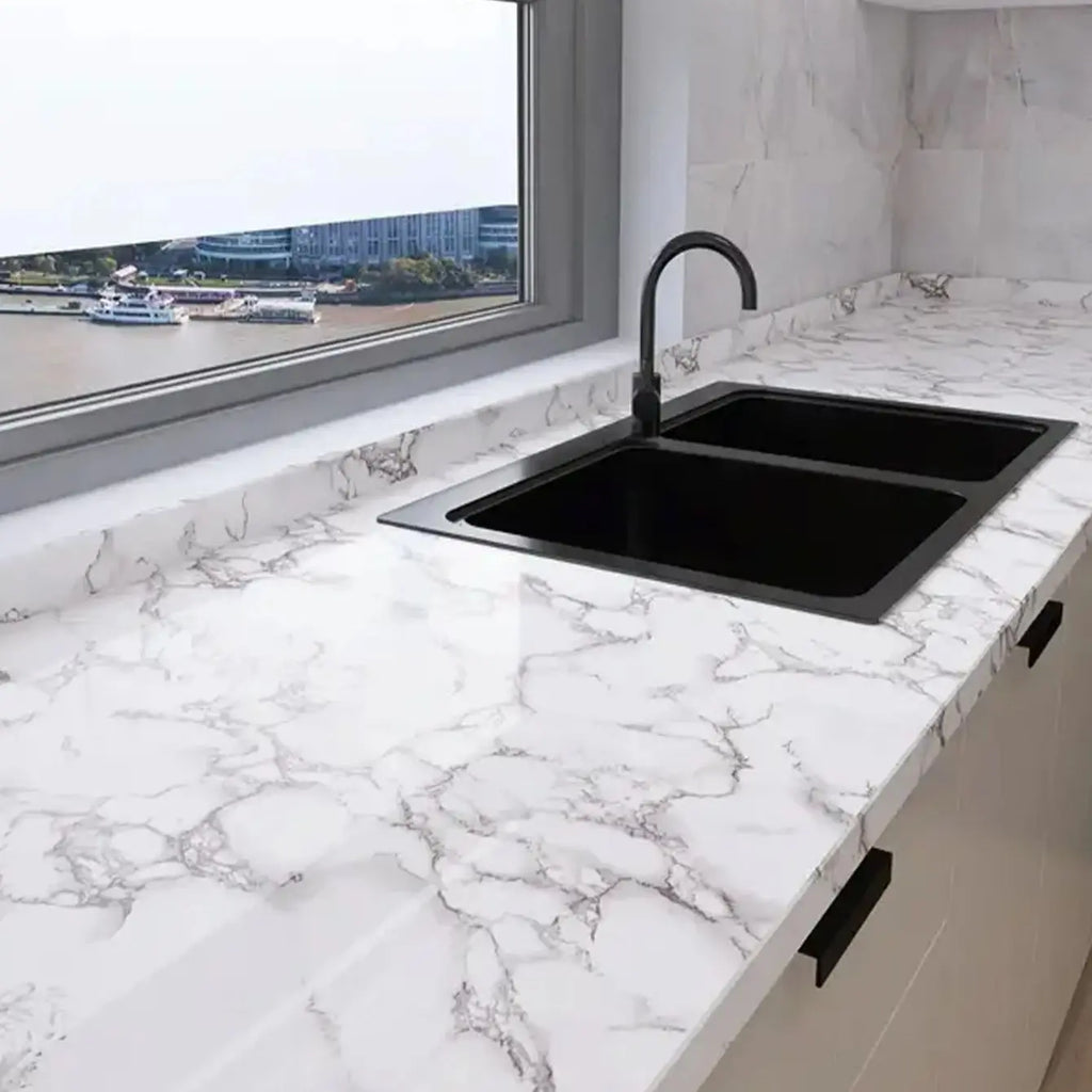 Marble Adhesive Wallpaper – 80cm Oil-Proof Film for Kitchen Renovation