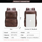 Split Leather Laptop Backpack – Large 14 Inch Travel Bag for Men