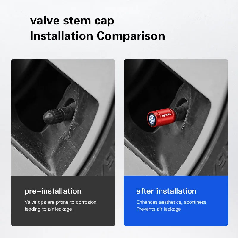 Alloy Tire Valve Caps – Dust Cover Accessories for Volkswagen Car Wheels