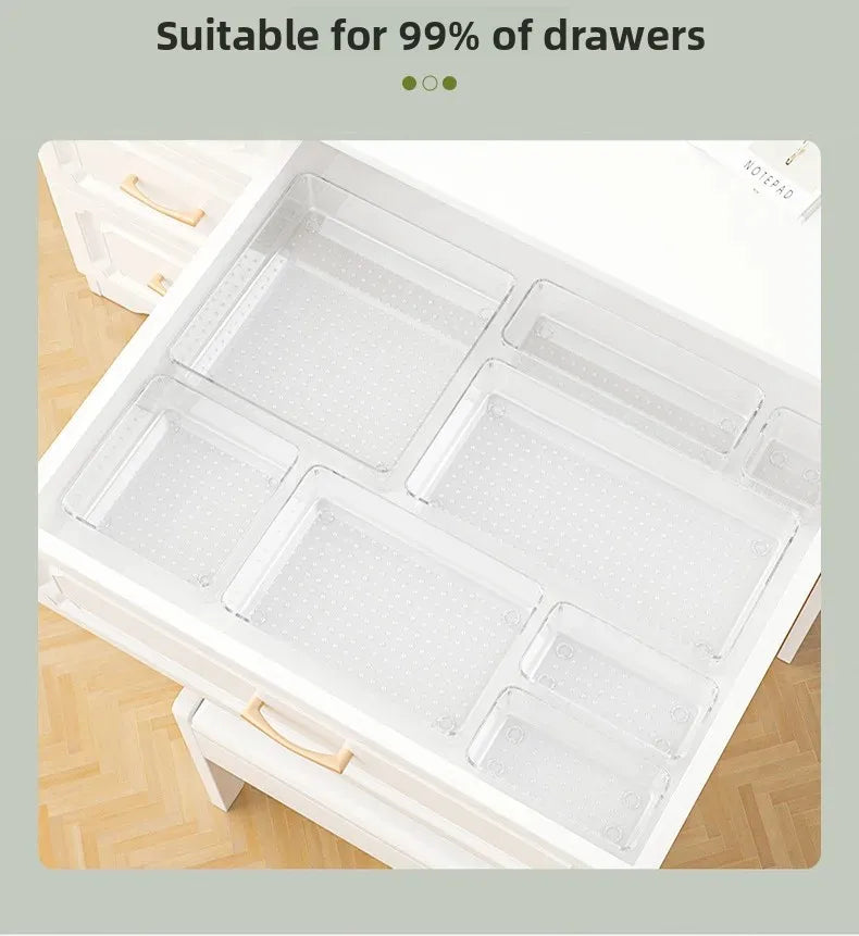 Transparent Cosmetic Organizer – Striped Plastic Drawer for Desk Storage