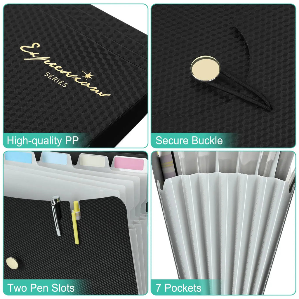 Expanding File Folder – 7-Pocket Accordion Organizer for A4 Documents