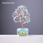 Natural Crystal Tree of Life Ornament – Crushed Stone Decor for Home Office