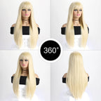 Long Straight Synthetic Wig – 26-Inch Colored Hair for Cosplay Halloween