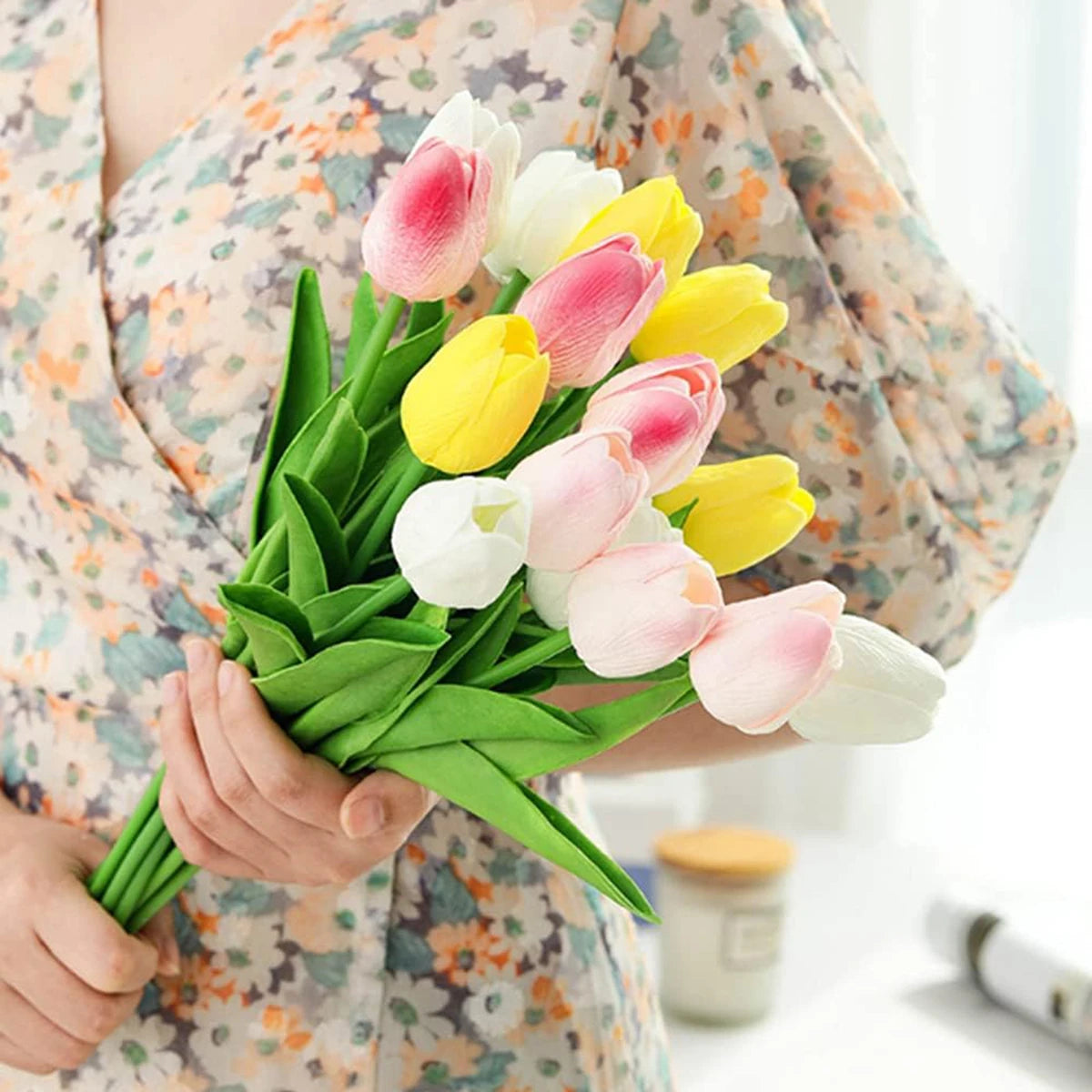 Real Touch Artificial Tulip Flowers – Decorative Floral Bouquet for Wedding Home