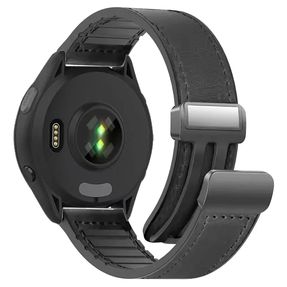 Magnetic Hybrid Watch Band – Leather and Silicone Strap for Garmin Sport