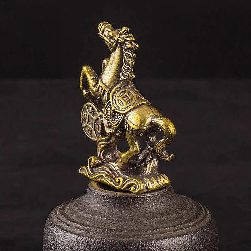 Brass Horse Coin Statue – Feng Shui Figurine for Home and Office Decor