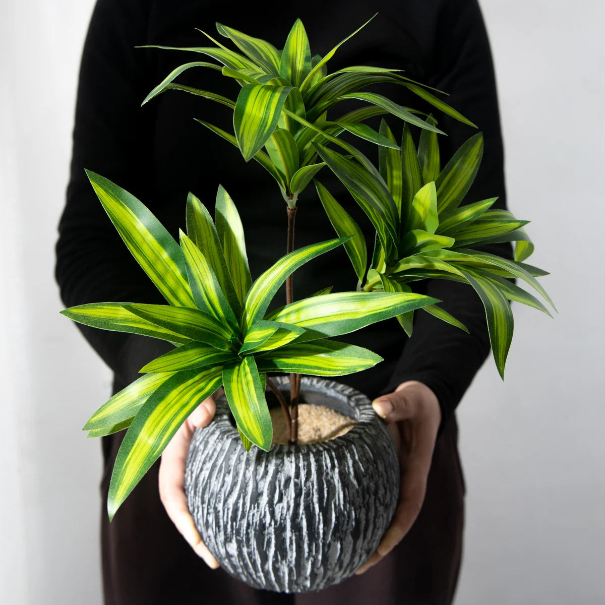 Artificial Palm Bamboo Branch – 36cm Tropical Potted Plant for Home Decor