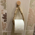 Adhesive Hemp Paper Towel Holder – Wall Mounted Rack for Bathroom Storage