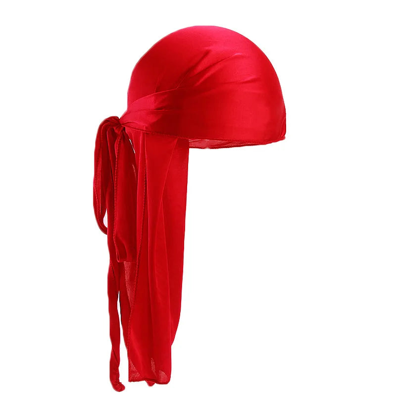 Silky Long Tail Durag – Satin Wave Cap for Men and Women Hair Styling