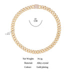 Iced Out Cuban Link Chain – AAA Rhinestone Men's Necklace for Hip Hop Jewelry