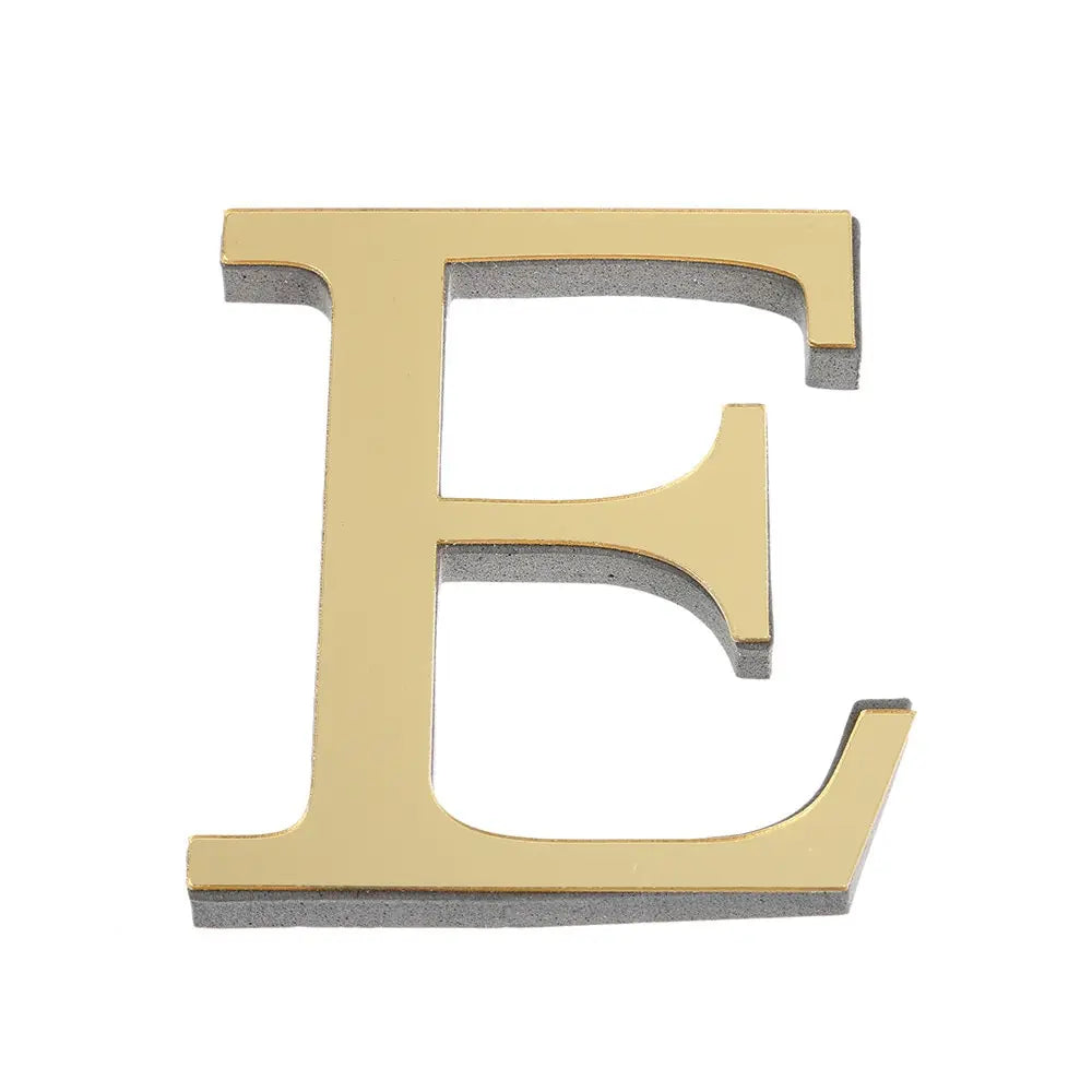 3D Gold Acrylic Letter Wall Stickers – Self-Adhesive Alphabet Home Decor