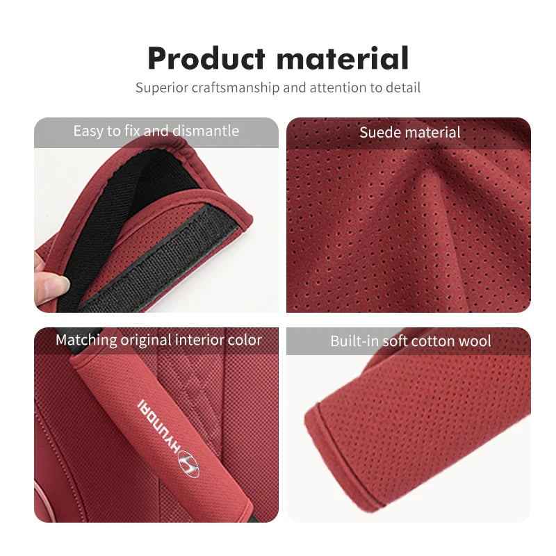 Suede Seat Belt Pads – Shoulder Protection for Hyundai Interior Comfort