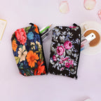 Floral Zipper Makeup Bag – Portable Travel Cosmetic Organizer for Women
