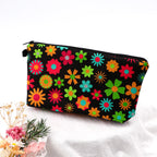 Floral Zipper Makeup Bag – Portable Travel Cosmetic Organizer for Women