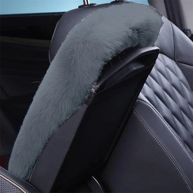 Plush Car Armrest Cover – Soft Warm Console Cushion for Winter Interior