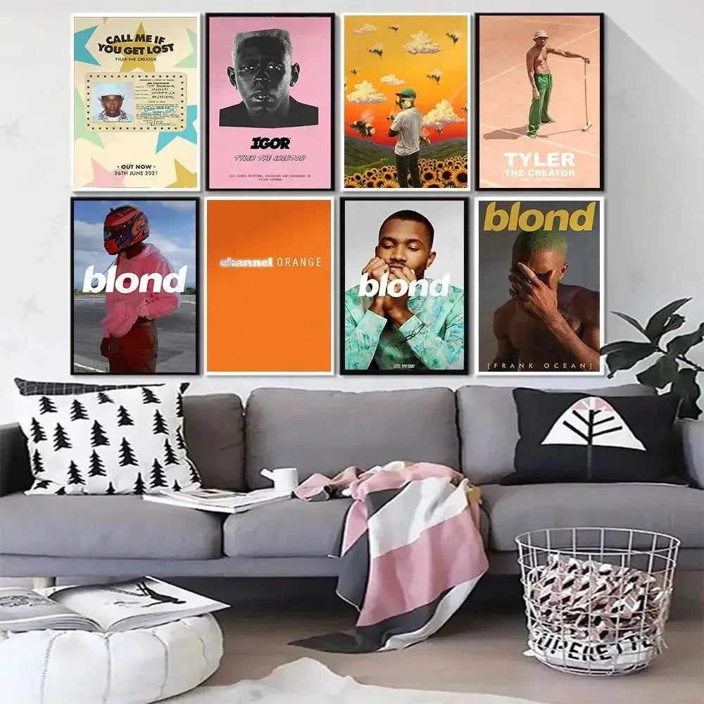 Frank Ocean Music Art Prints – Blonde Rap Poster Set for Bedroom Wall Decor