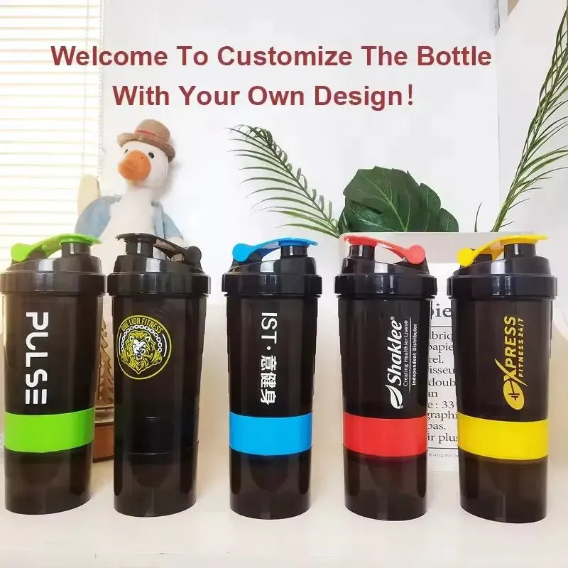 3-Layer Protein Shaker Bottle – Large Capacity Mixer for Fitness Gym Workouts