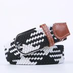 Woven Elastic Canvas Belt – Stretch Braided Buckle Strap for Casual Jeans