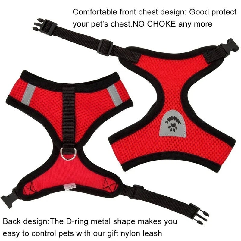 Adjustable Mesh Cat and Dog Harness – Reflective Breathable Vest for Walking