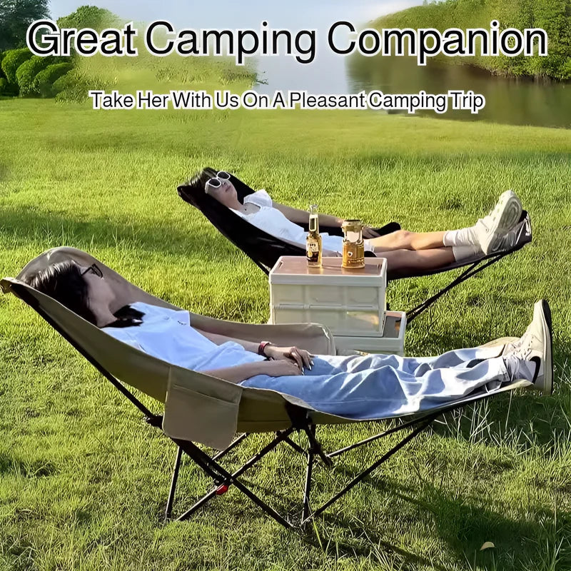 Portable Folding Camping Chair – Reclining Outdoor Seat with Leg Support