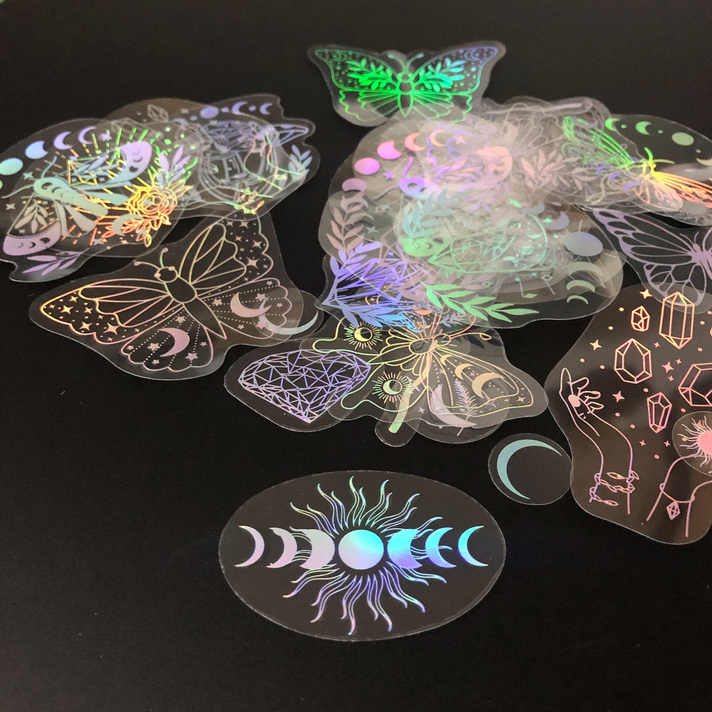 Holographic Glitter Stickers – Transparent Waterproof Decals for Scrapbooking