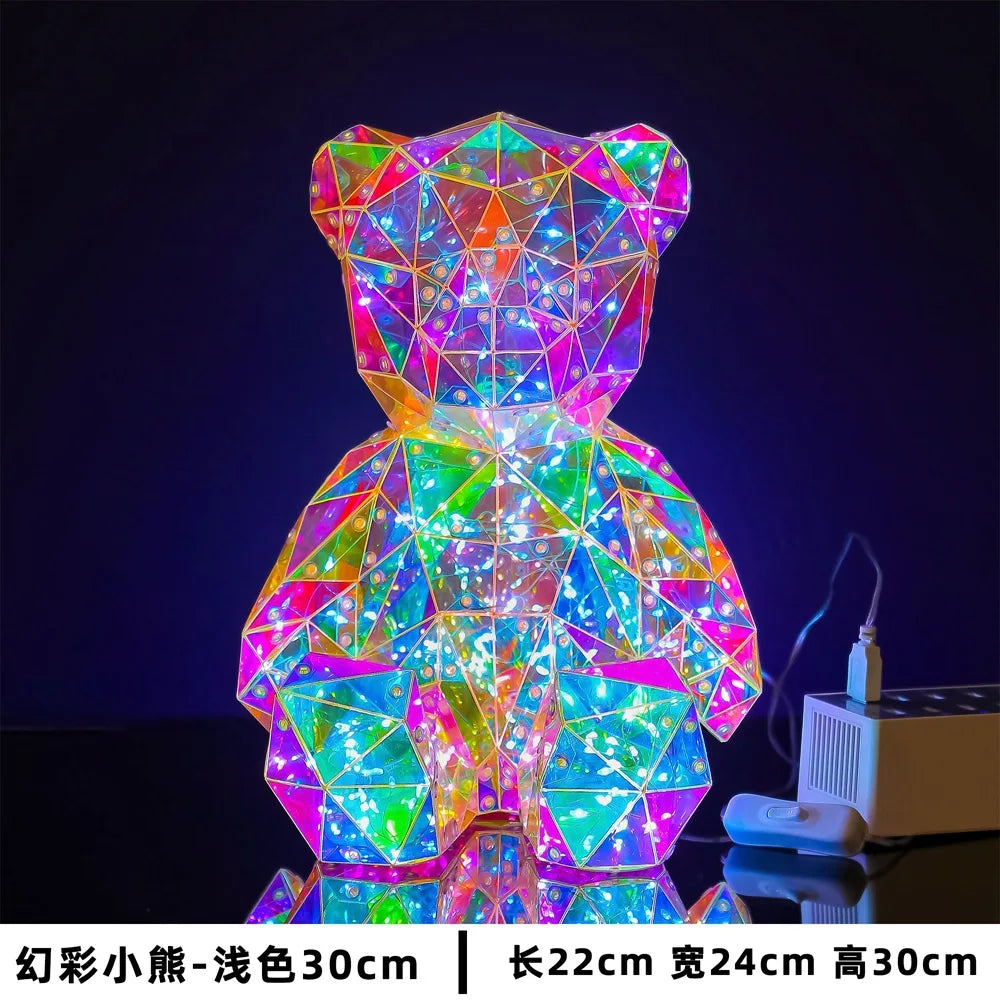 LED Teddy Bear Night Light – 30cm Colorful Plush Gift for Bedroom Decor