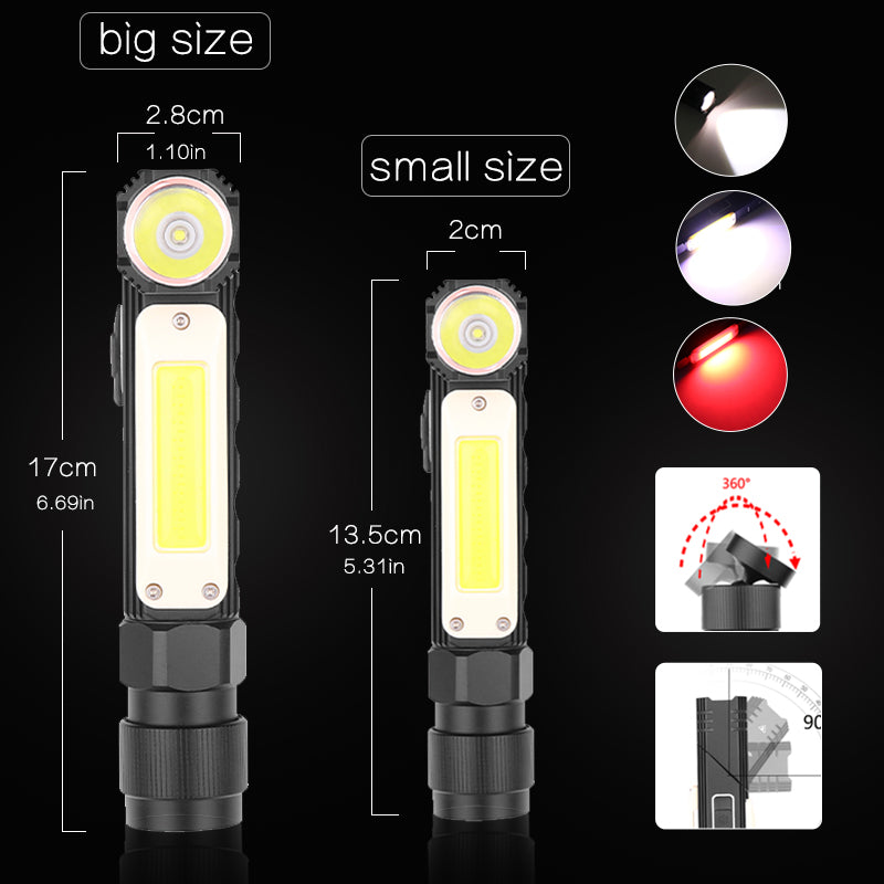 Rechargeable LED Work Light – Magnetic COB Flashlight for Outdoor Repairs