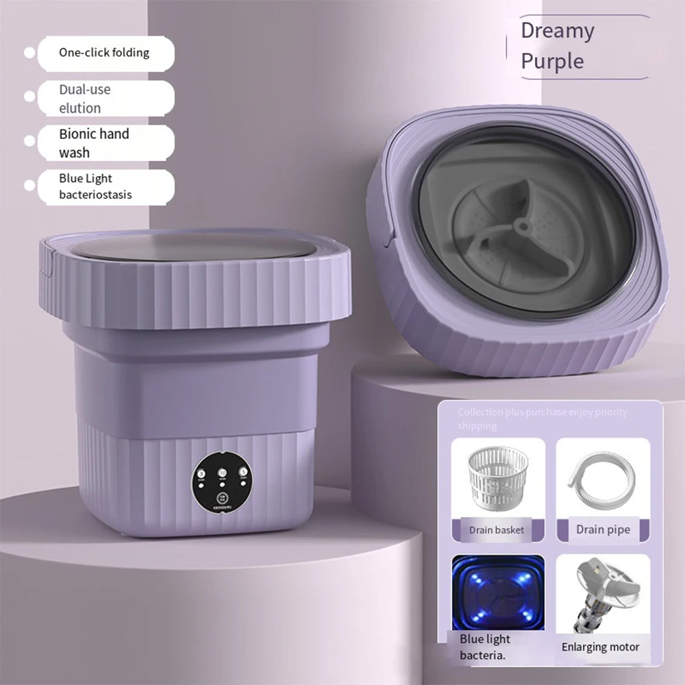 Portable Folding Washing Machine – Ultrasonic Mini Washer for Travel and Home