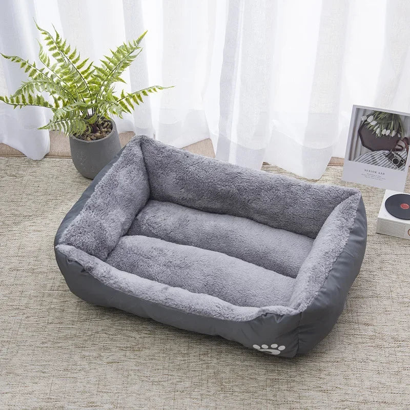 Soft Square Pet Bed – Waterproof Warm Winter Mat for Small to Large Dogs