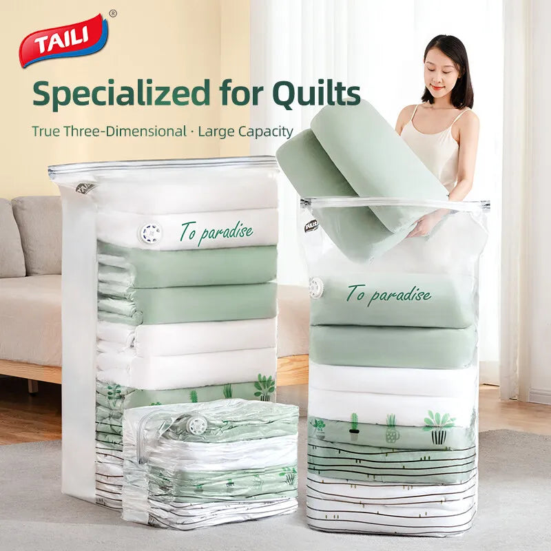Cubic Vacuum Storage Bags – Large Plastic Compression Seals for Travel Packing