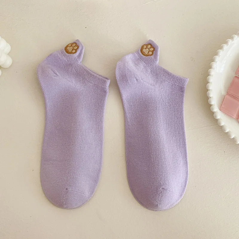 Embroidered Cotton Animal Socks – Breathable Casual Footwear for Women