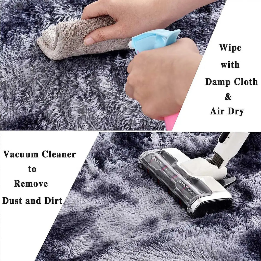 Plush Gray Area Rug – Fluffy Anti-Slip Velvet Carpet for Living Room Decor
