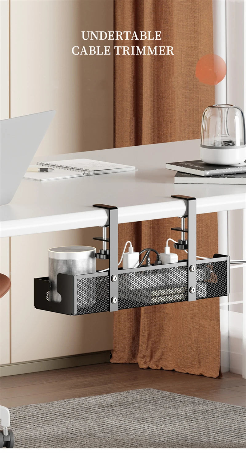 Extendable Metal Cable Tray – Clamp-On Cord Organizer for Office Desk
