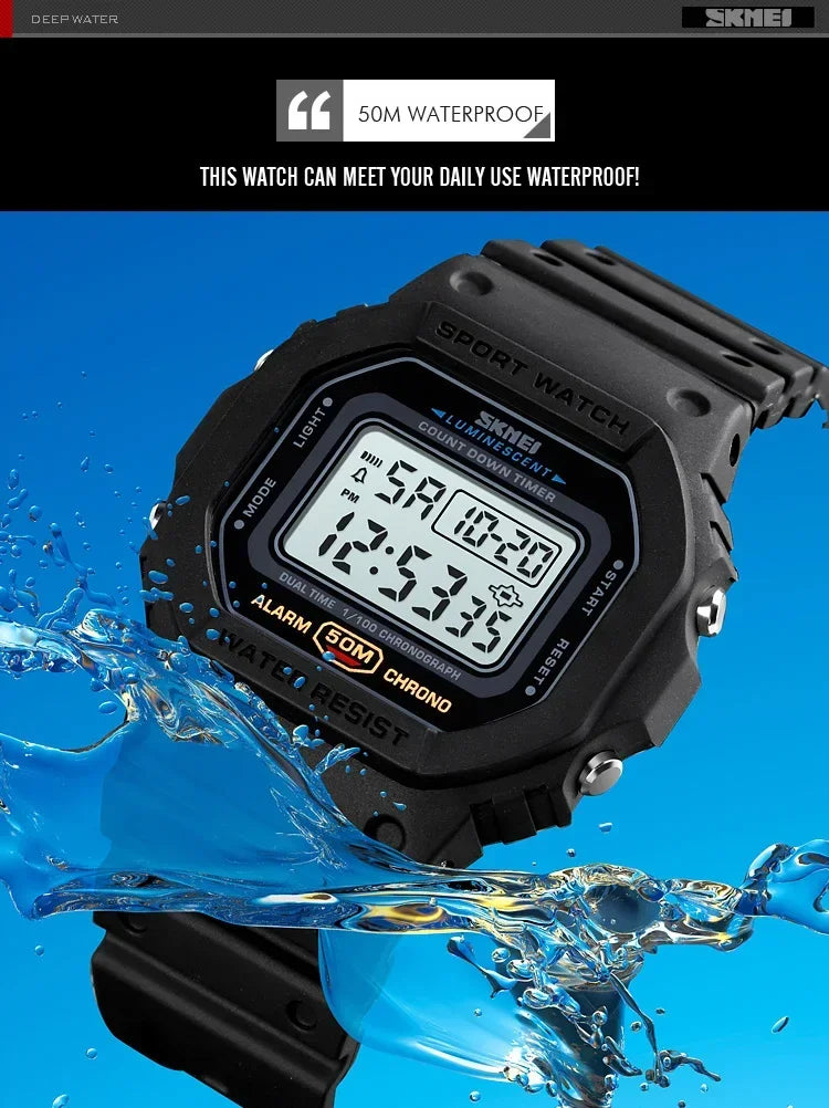 Digital Sport Watch – Multifunctional Retro Timepiece for Men