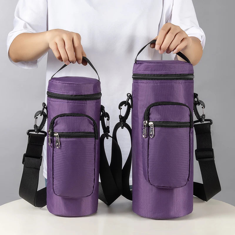 Insulated Oxford Water Bottle Bag – 1L/2L Pouch for Hiking and Summer Travel