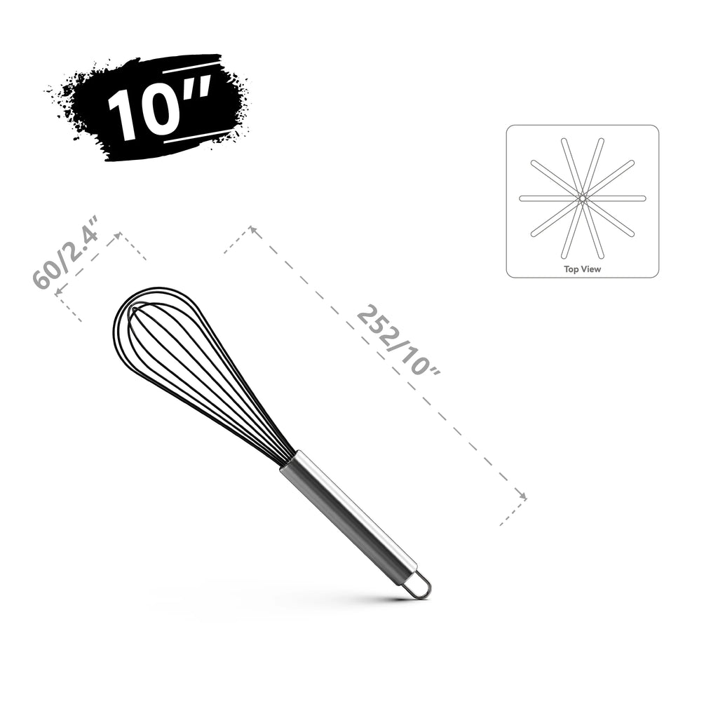 Stainless Steel Balloon Whisk – 8 10 12 Inch Wire Beater for Kitchen Cooking