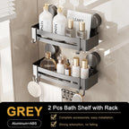 Bathroom Corner Shelf – Wall Mounted Shower Rack for Shampoo Storage