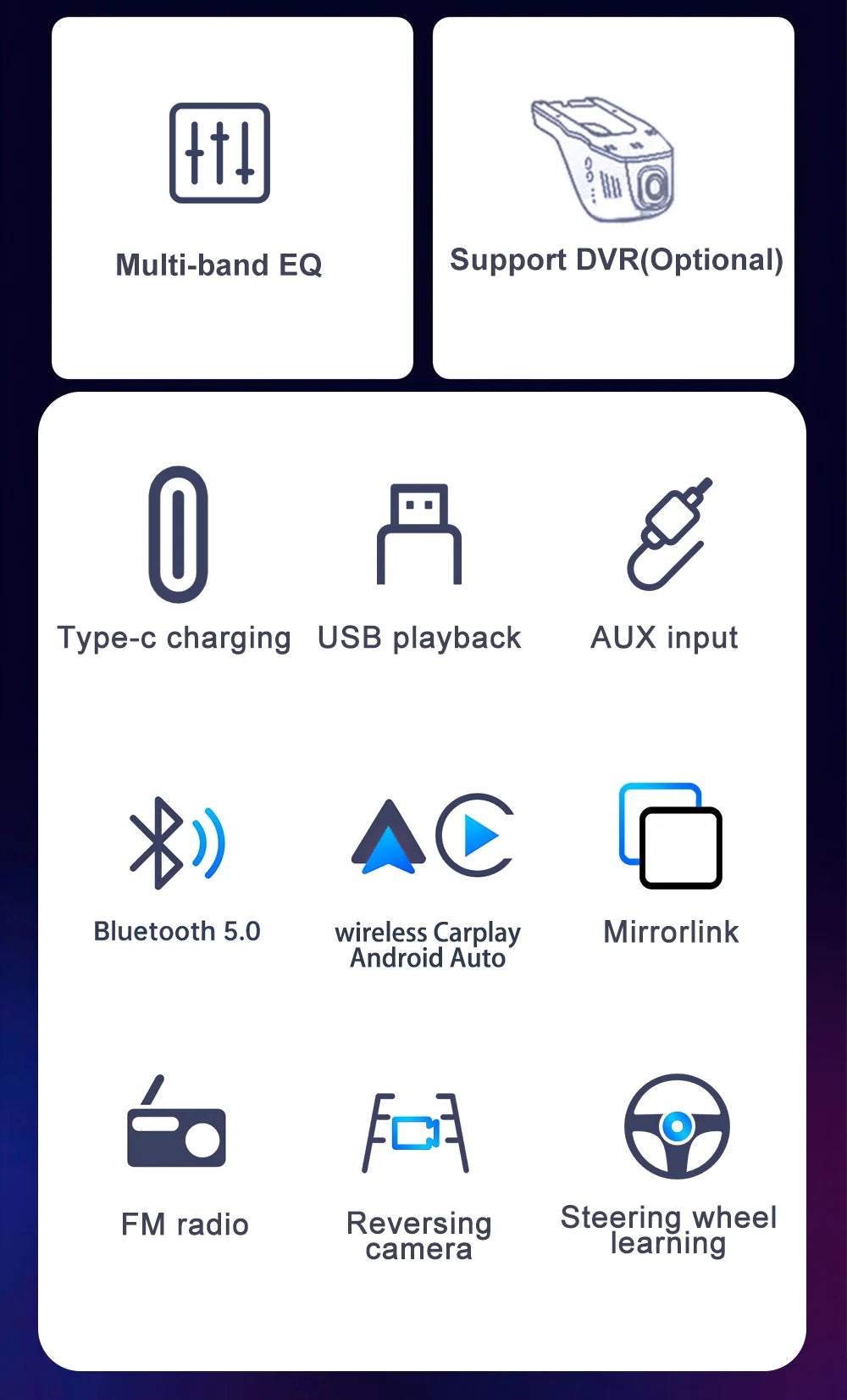 6.9 Inch 1 Din Car Radio – Wireless CarPlay and Android Auto Multimedia