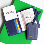 Custom Name Passport Cover Set – Personalized Leather Luggage Tag for Travel