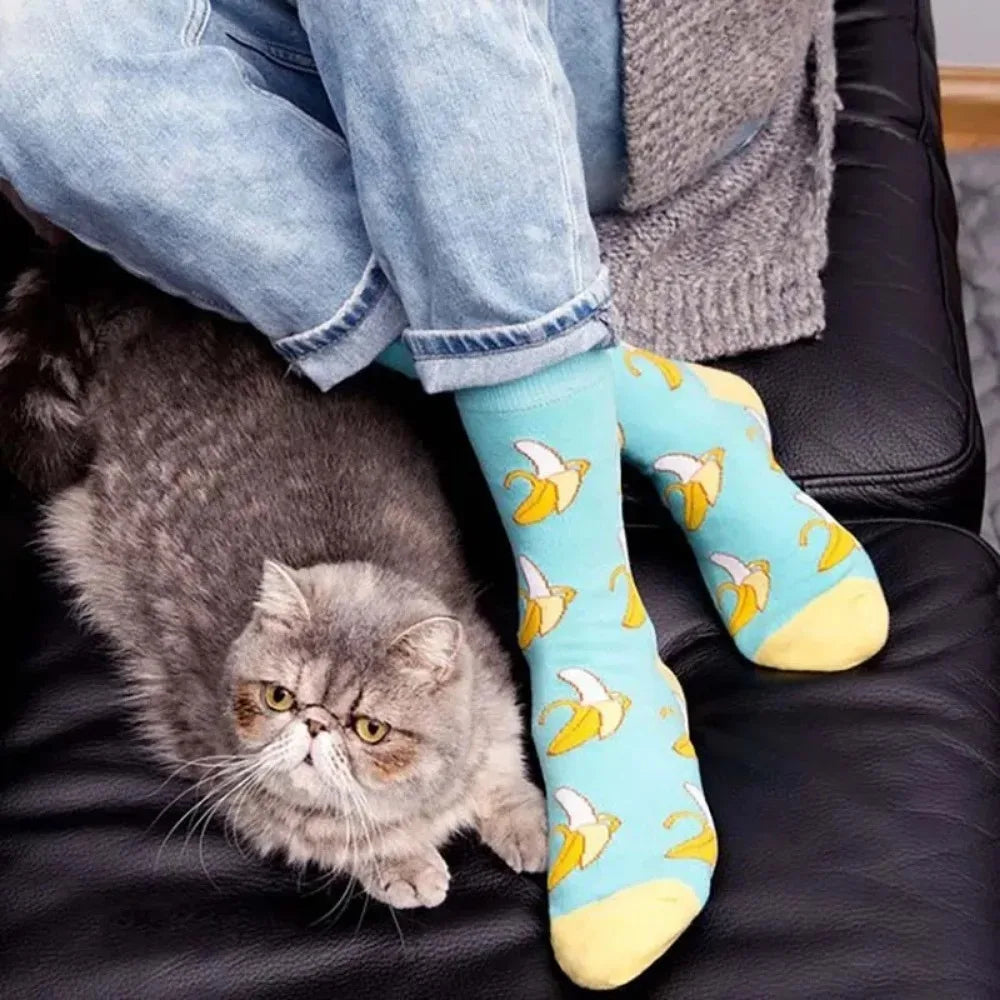 Cotton Novelty Crew Socks – Colorful Animal Print for Casual Halloween Wear