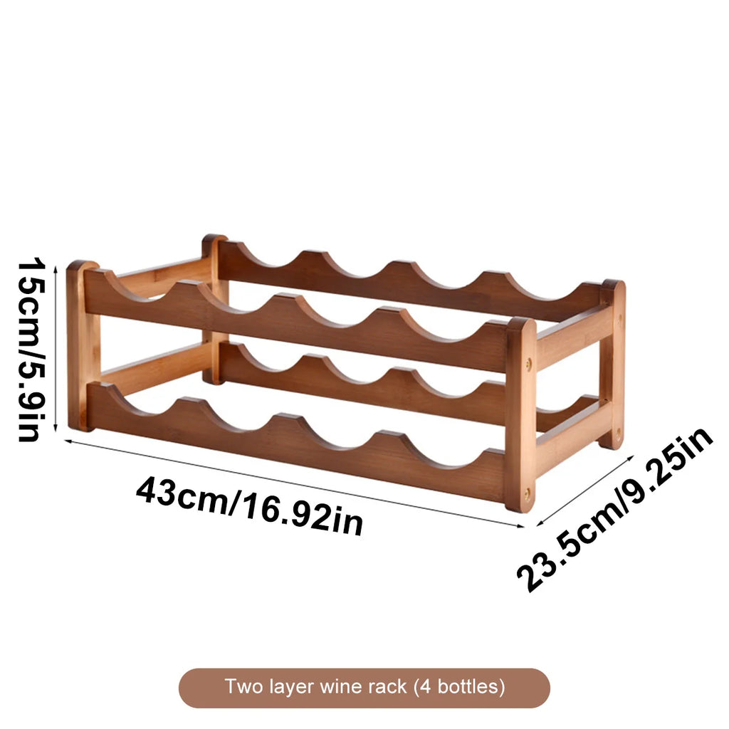 Bamboo Wine Rack – Multi-Tier Wood Display for Bar and Dining Room