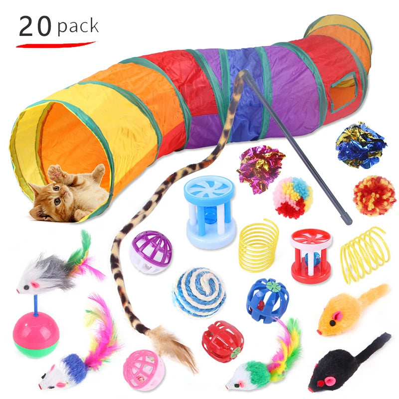 Foldable Rainbow Cat Tunnel – Interactive Play Tube for Kitten Exercise