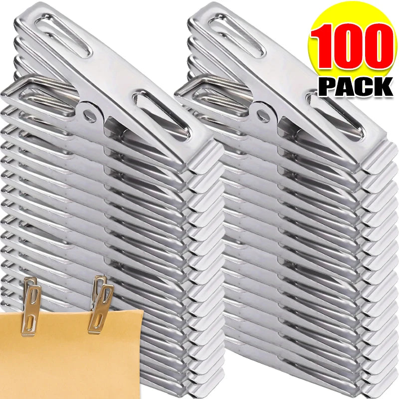 Stainless Steel Clothes Pegs – Windproof Metal Clamps for Laundry Drying