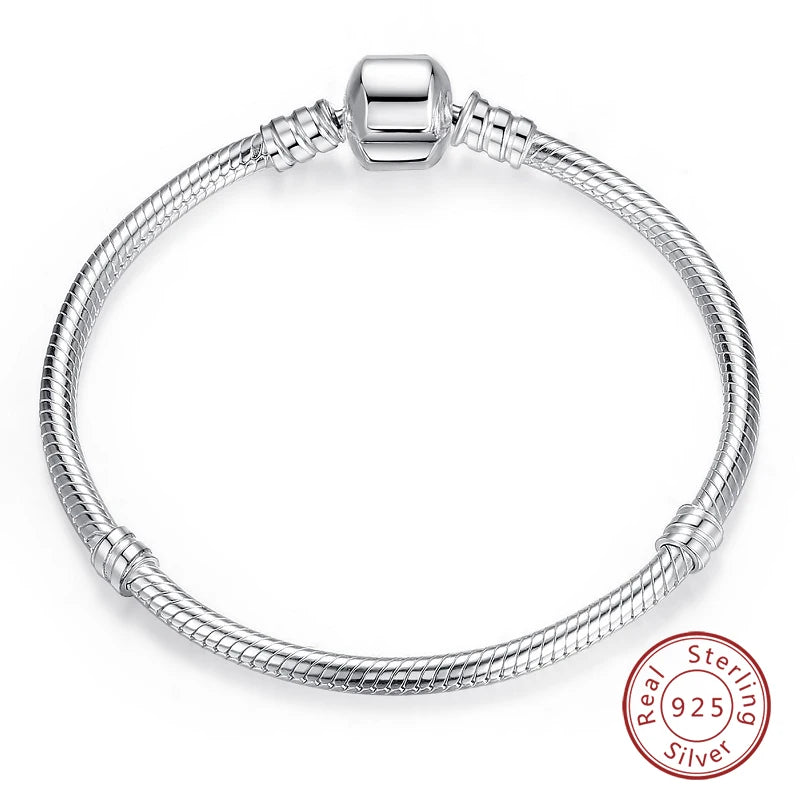 925 Sterling Silver Charm Bracelet – Adjustable Green Zircon for Birthday Gifts