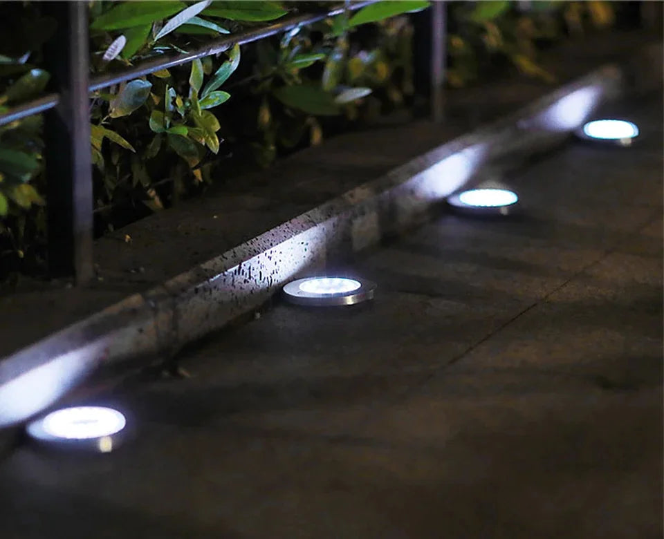 Solar LED Disk Lights – Waterproof Outdoor Landscape Path Lighting for Garden