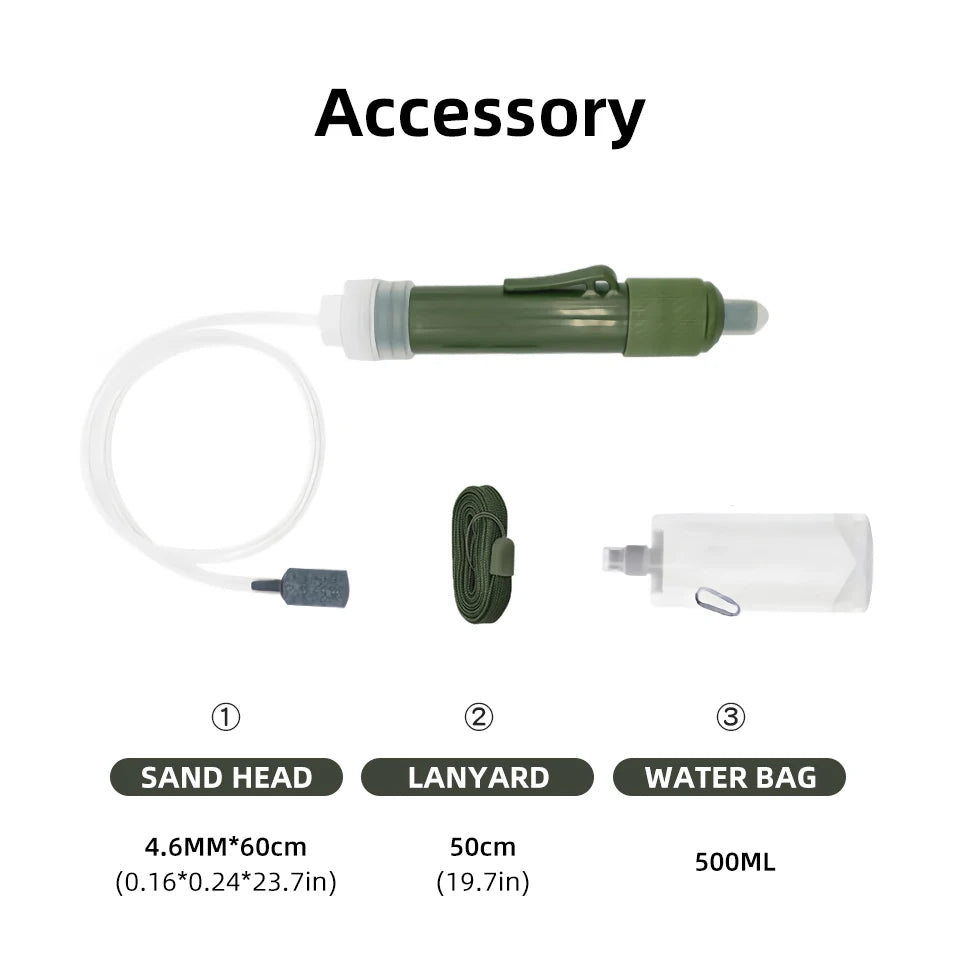 Portable Water Purification Straw – Carbon Fiber Filter for Outdoor Survival