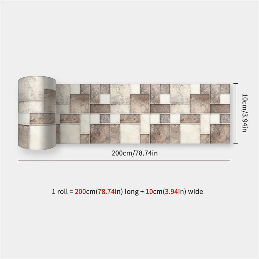 Self-Adhesive Waist Line Stickers – Waterproof Border Mural for Kitchen Decor