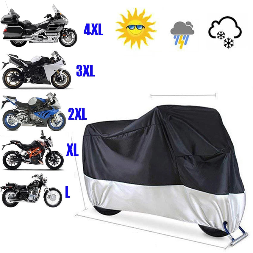 Universal Waterproof Motorcycle Cover – UV Protective Shield for Outdoor Storage